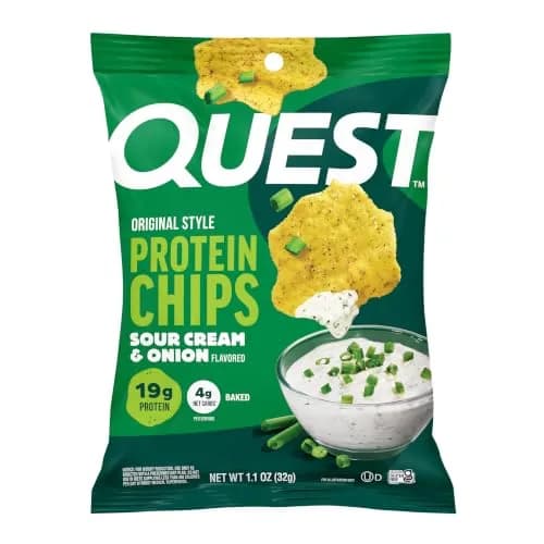 Quest Sour Cream & Onion Protein Chips 1.1oz (32g) Bags | 19g Protein, 4g Net Carbs, Gluten-Free thumbnail 1