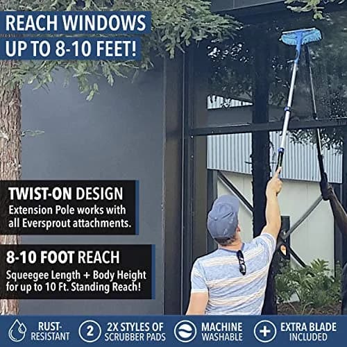 EVERSPROUT Swivel Squeegee & Microfiber Window Scrubber 1.5-3ft Pole | 7-Angle Swivel for Streak-Free Glass thumbnail 5