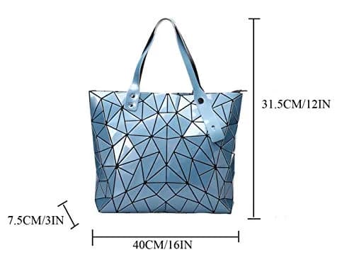 Ulalaza Geometric Lattice Top-handle Handbag for Women 12" x 5" x 10" | Waterproof Faux Leather thumbnail 4