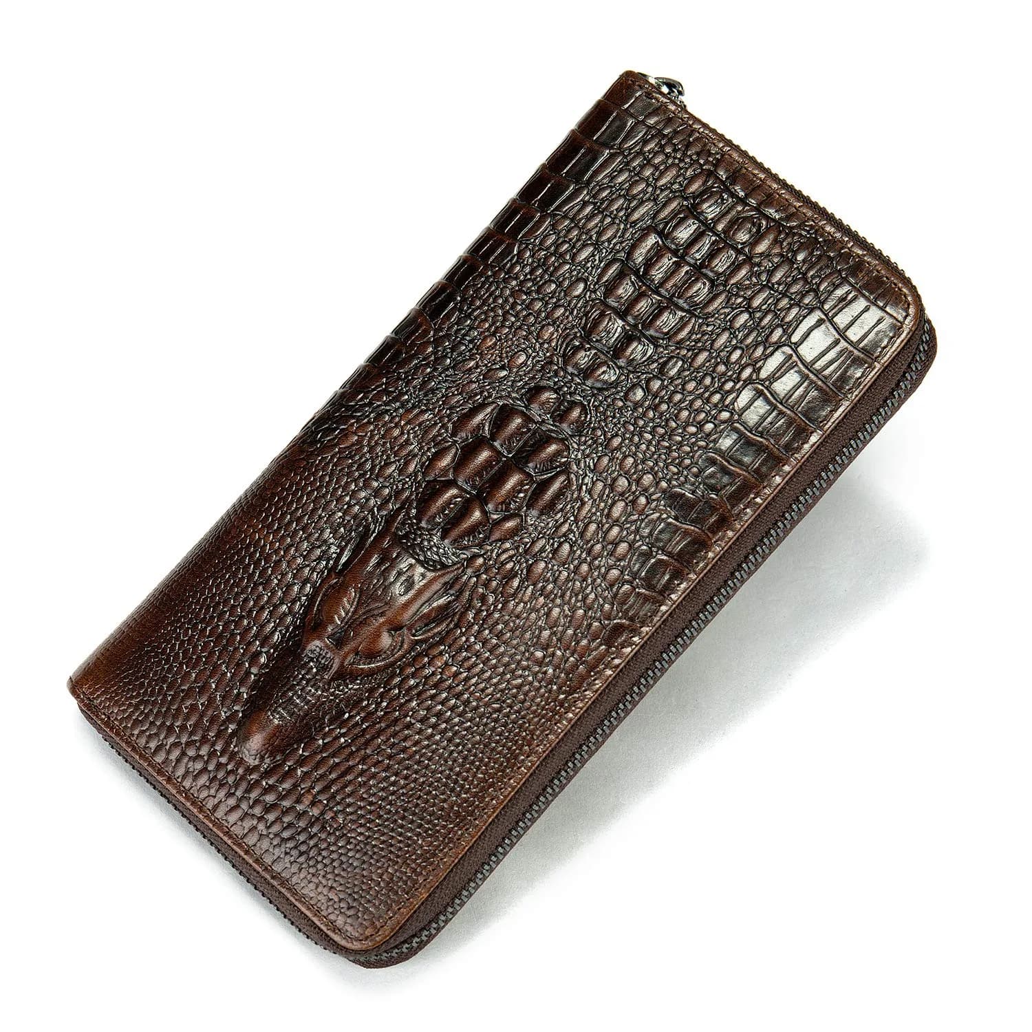 NIUCUNZH Genuine Leather Long Wallet for Men Croco Embossed Checkbook | Elegant & Durable - main product image