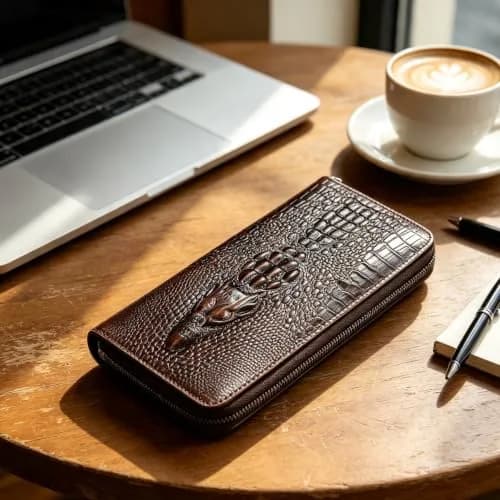 NIUCUNZH Genuine Leather Long Wallet for Men Croco Embossed Checkbook | Elegant & Durable thumbnail 5