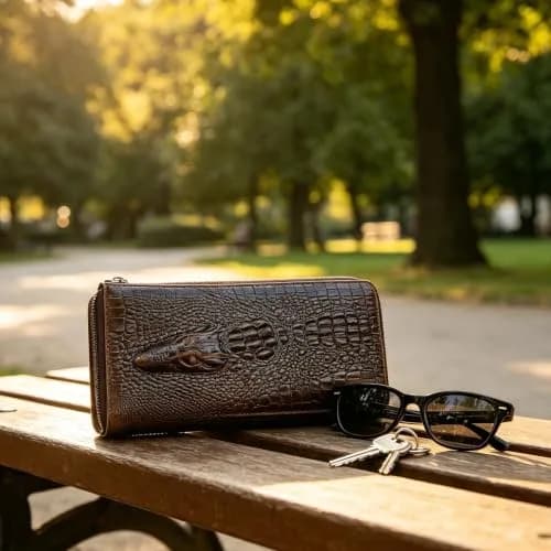 NIUCUNZH Genuine Leather Long Wallet for Men Croco Embossed Checkbook | Elegant & Durable thumbnail 6