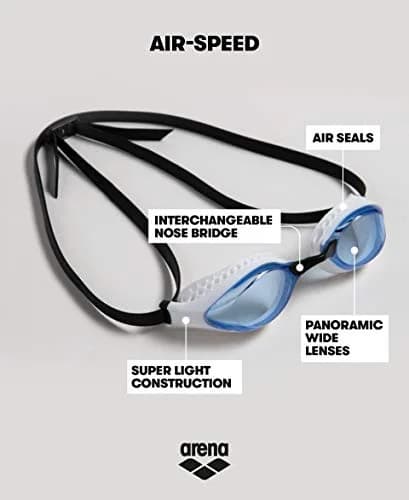 ARENA Unisex Adult Air-Speed Anti-Fog Racing Swim Goggles | Dark Smoke/Black, 18cm (7in) x 5cm (2in) x 7cm (3in) thumbnail 3