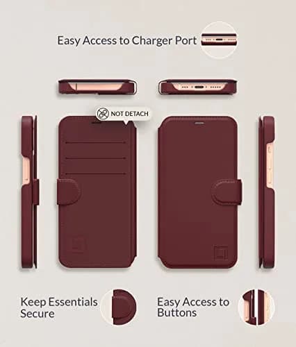 LUPA Legacy Compatible for iPhone 11 Pro Max Wallet Case - Slim Flip Case with Credit Card Holder in Burgundy thumbnail 5
