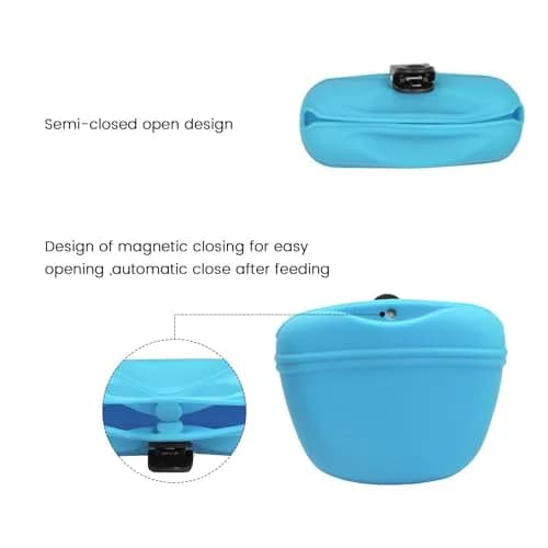 AUDWUD Silicone Dog Treat Pouch with Magnetic Closure & Clip, Sky Blue | 109g (0.24 lb) thumbnail 3