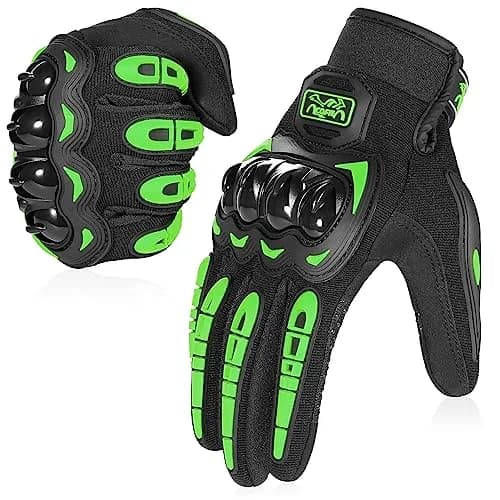 COFIT Motorcycle Gloves Breathable, Touchscreen, Hard Knuckles, Anti-Slip, Good Grip, Men Women, Motocross, BMX, ATV, MTB, Cycling, Road Racing, Green L thumbnail 1