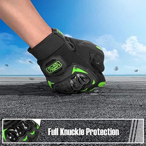 COFIT Motorcycle Gloves Breathable, Touchscreen, Hard Knuckles, Anti-Slip, Good Grip, Men Women, Motocross, BMX, ATV, MTB, Cycling, Road Racing, Green L thumbnail 4