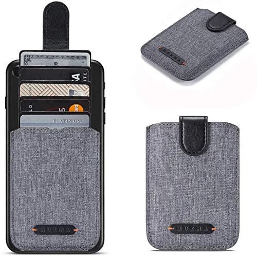 BIAJIYA Card Holder for Back of Phone, RFID 5 Pull Phone Wallet, Black | RFID-Blocking, 5 Slots, Durable Leather thumbnail 1