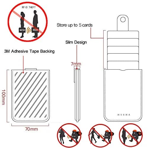 BIAJIYA Card Holder for Back of Phone, RFID 5 Pull Phone Wallet, Black | RFID-Blocking, 5 Slots, Durable Leather thumbnail 2