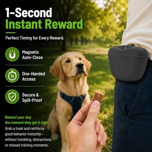 AUDWUD Silicone Dog Treat Pouch with Clicker & Magnetic Closure | Dark Grey, 1 Pack thumbnail 3
