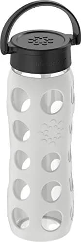 Lifefactory 22oz Glass Water Bottle with Classic Chug Cap, Stone Gray | Pure Taste & Wide Mouth Access thumbnail 2