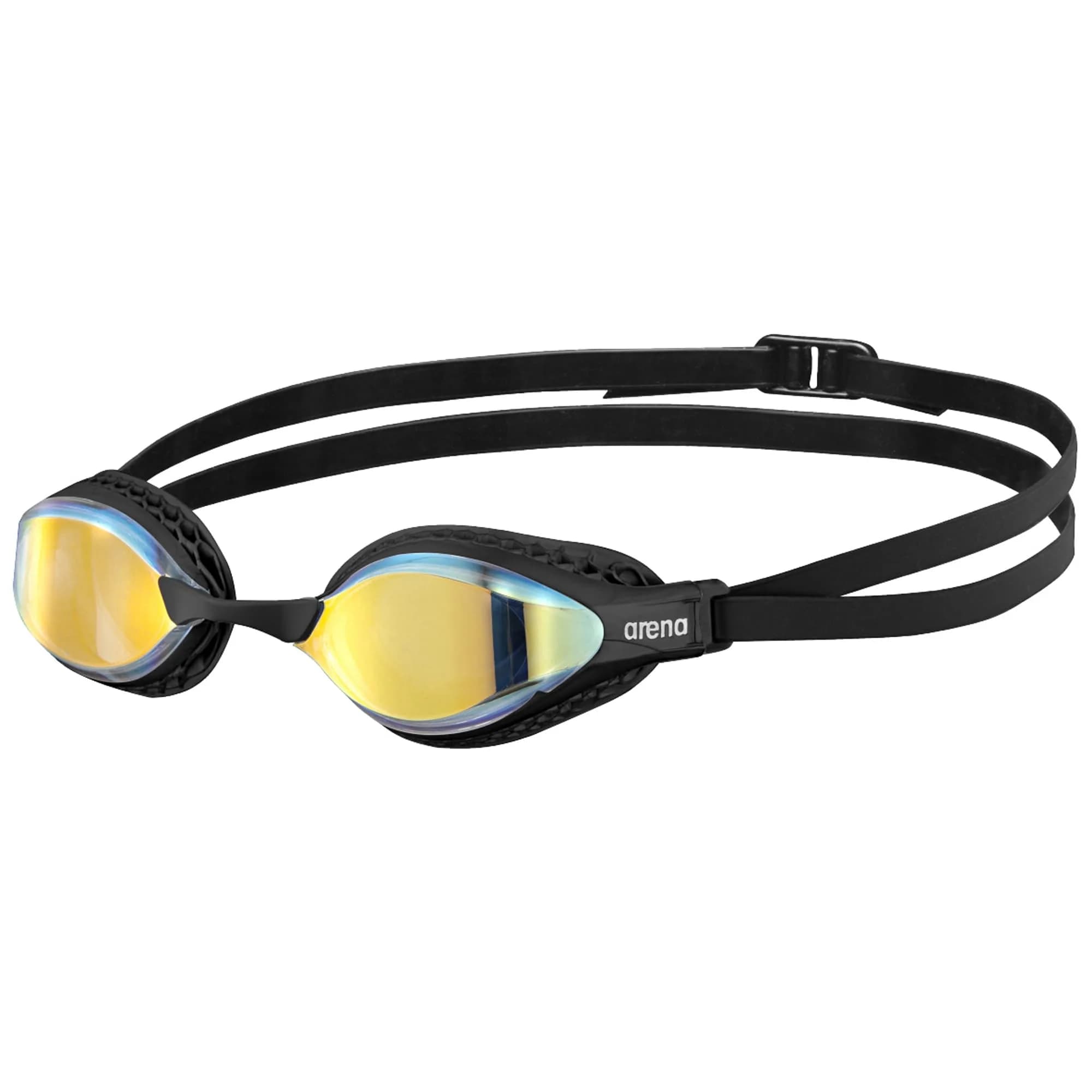 ARENA Unisex Adult Air-Speed Anti-Fog Racing Swim Goggles for Men and Women Special Air Seals Technology Mirror Lens, Yellow Copper/Black | FINA Approved Comfort