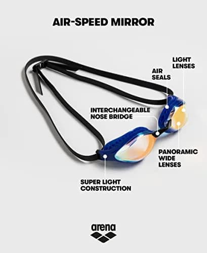ARENA Unisex Adult Air-Speed Anti-Fog Racing Swim Goggles for Men and Women Special Air Seals Technology Mirror Lens, Yellow Copper/Black | FINA Approved Comfort thumbnail 3