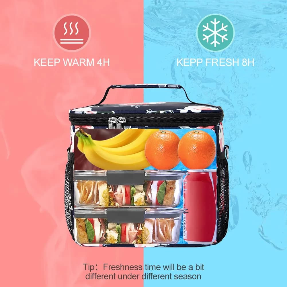 Tiblue Insulated Lunch Bag for Women/Men | Leakproof, Reusable, Thermal, Adjustable Shoulder Strap (Medium, Romantic Rose) thumbnail 4