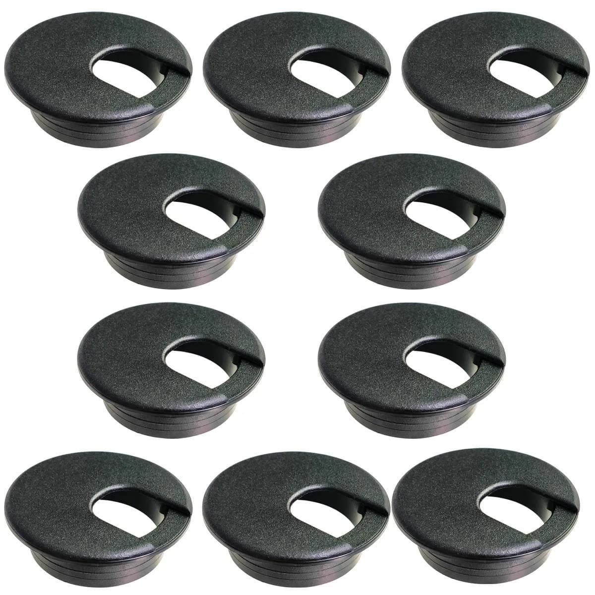 TTSAM Black Plastic Desk Grommet Hole Covers for Cable Management | 2 Inch (50.8 mm) Hole Diameter, Pack of 10 - main product image