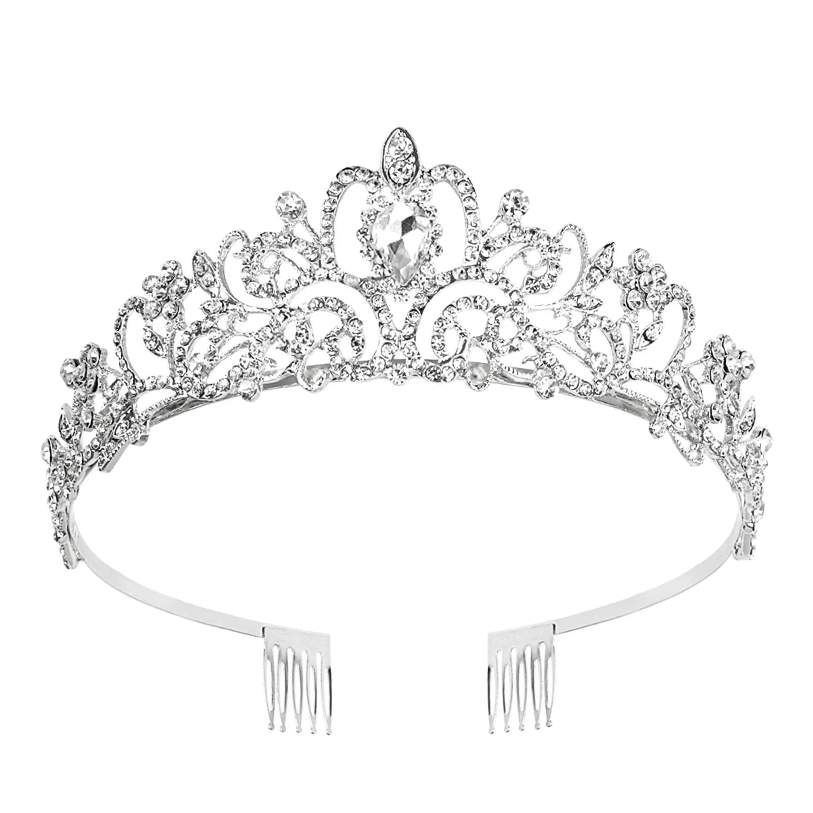 CAVETEE Crystal Rhinestone Tiara with Comb for Women & Girls | 12.5 cm (4.92 in) Diameter