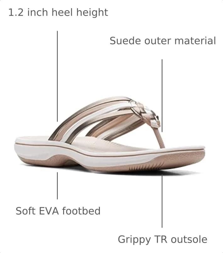 Clarks Breeze Coral Metallic Combi Women's Flip Flop Sandal 30mm (1.2 Inch) Heel | Lightweight & Supportive thumbnail 4
