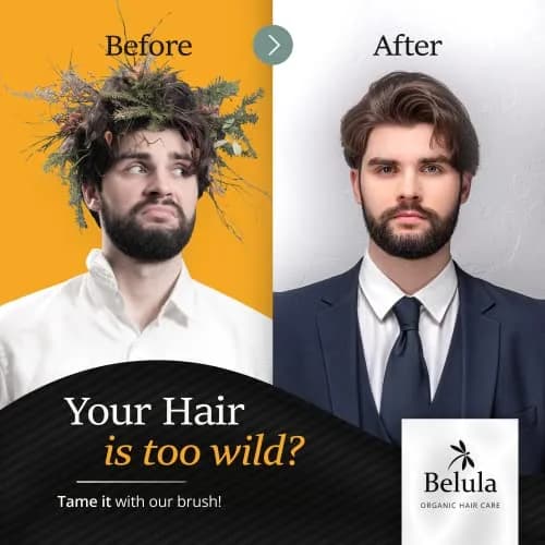 Belula Men's Hair Grooming Set, Boar Bristle & Nylon Brush, Comb, Bag | Natural Conditioning & Styling thumbnail 2