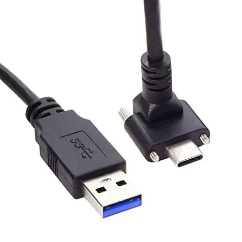 JSER USB 3.1 Type-C Dual Screw Locking Data Cable 3.0M | 90° Angled Connector for Camera thumbnail 4