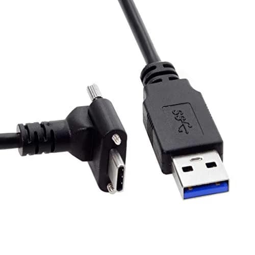 JSER USB 3.1 Type-C Dual Screw Locking Data Cable 3.0M | 90° Angled Connector for Camera thumbnail 2