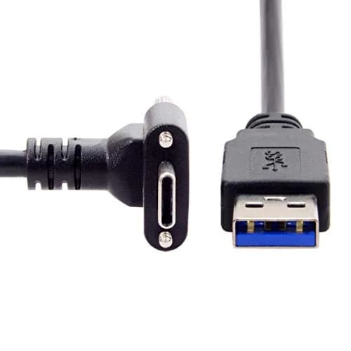 JSER USB 3.1 Type-C Dual Screw Locking Data Cable 3.0M | 90° Angled Connector for Camera thumbnail 3