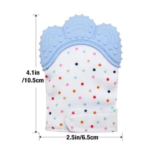 PandaEar Soothing Teething Mitten 2 Pack | Food-Grade Silicone Baby Mittens for Sore Gums (0-12 Months, Blue Green) thumbnail 2