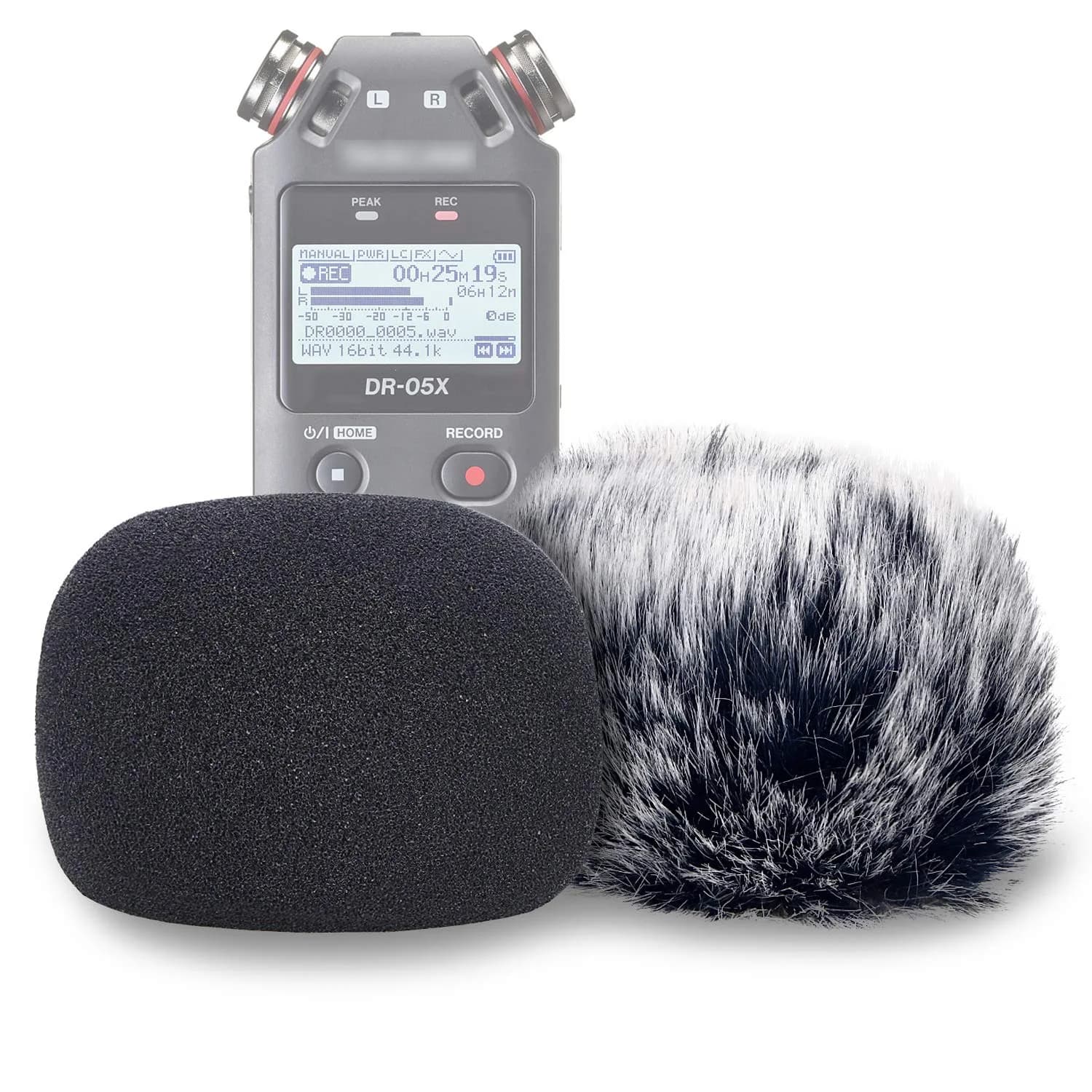 YOUSHARES Foam Windscreen for Tascam DR-05 & DR-05X | Wind Noise Blocker — Fur+Foam