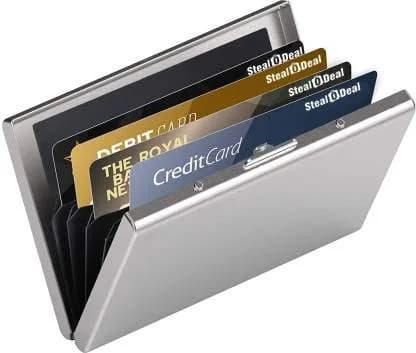 OFIXO Credit Card Holder Protector Stainless Steel Slim Wallet for Women or Men | RFID Blocking & Ultra Slim (9.5 x 6.5 x 1.2 cm) thumbnail 4