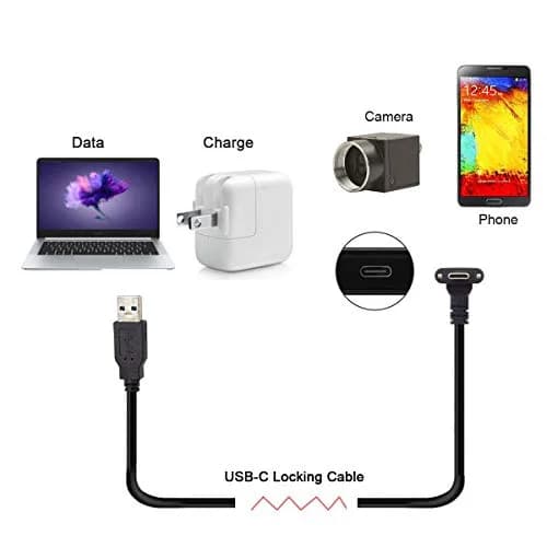 JSER USB 3.1 Type-C Dual Screw Locking Data Cable 1.2m | 90° Up/Down Angled Connector for Camera thumbnail 6