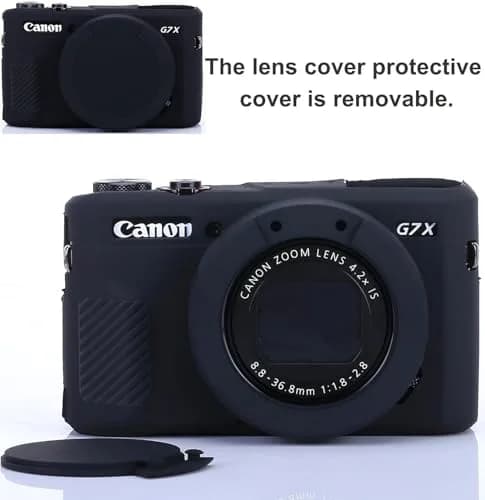 Yisau Silicone Camera Case for Canon PowerShot G7X Mark II & G7X | Black (1.44 oz) thumbnail 5