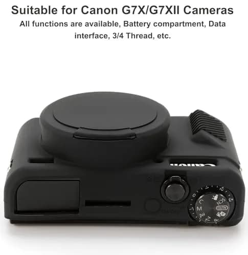 Yisau Silicone Camera Case for Canon PowerShot G7X Mark II & G7X | Black (1.44 oz) thumbnail 3
