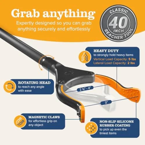 EZPIK Classic 40” Folding Grabber Reacher Tool with Dual Magnets | Heavy Duty Trash Picker for Seniors & Disabled Users thumbnail 5