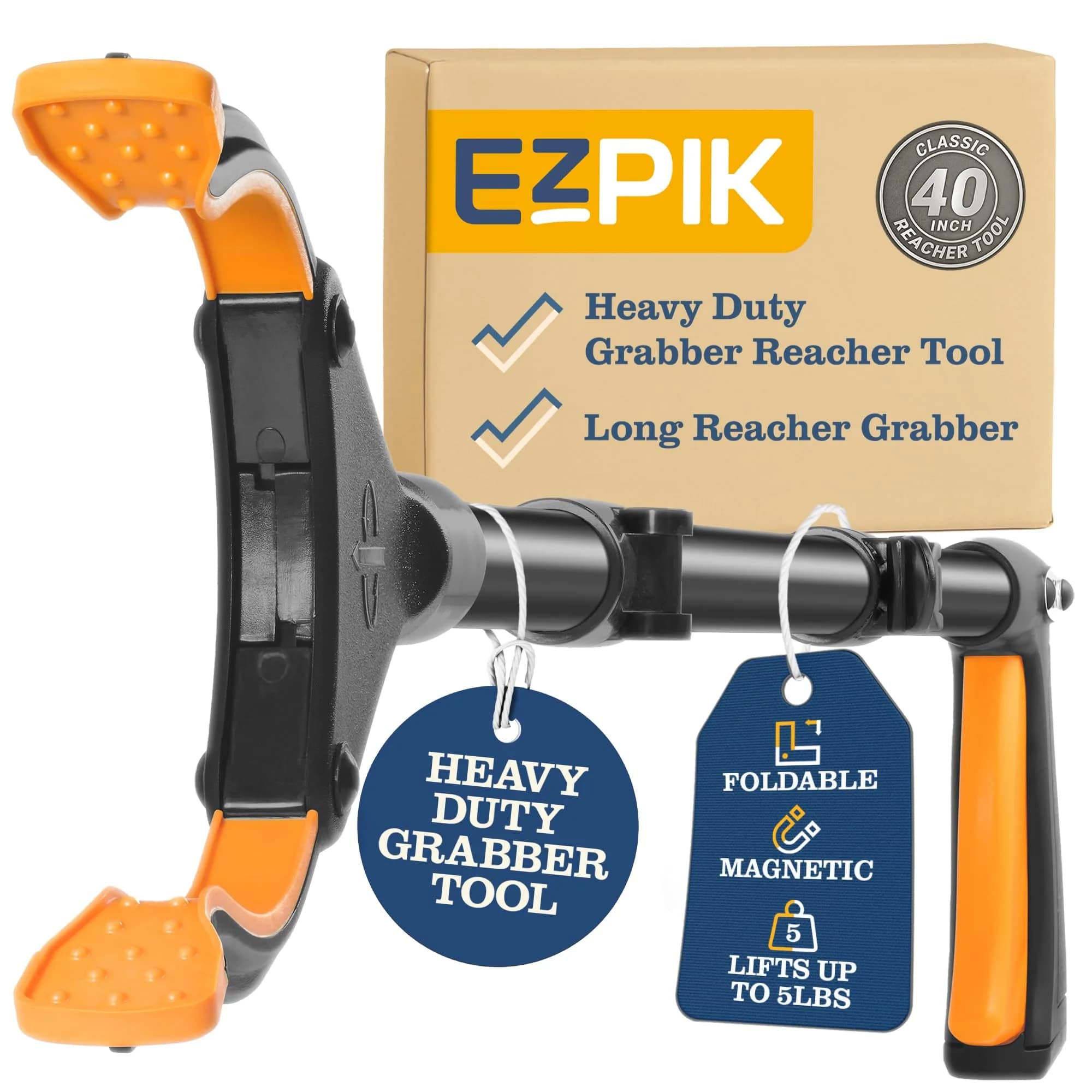 EZPIK Classic 40” Folding Grabber Reacher Tool with Dual Magnets | Heavy Duty Trash Picker for Seniors & Disabled Users - main product image