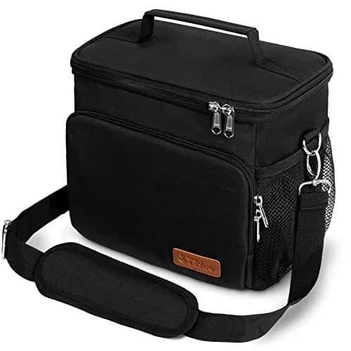 Tiblue Insulated Lunch Bag for Women/Men | Leakproof, Reusable, Thermal, Adjustable Strap (Medium,Black) thumbnail 1