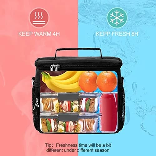 Tiblue Insulated Lunch Bag for Women/Men | Leakproof, Reusable, Thermal, Adjustable Strap (Medium,Black) thumbnail 4