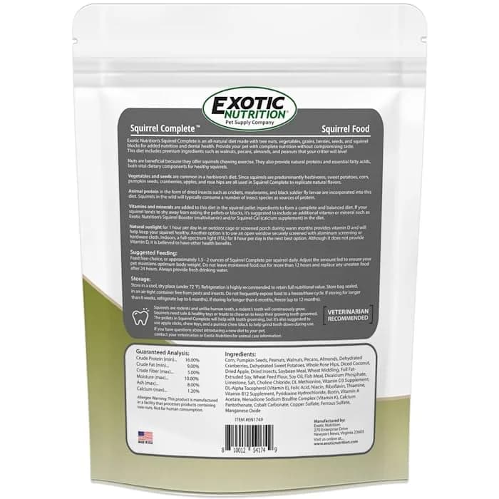 Exotic Nutrition Squirrel Complete Pet Food 1.75 lb (794 g) | Complete Natural Diet for Squirrels & Chipmunks thumbnail 2