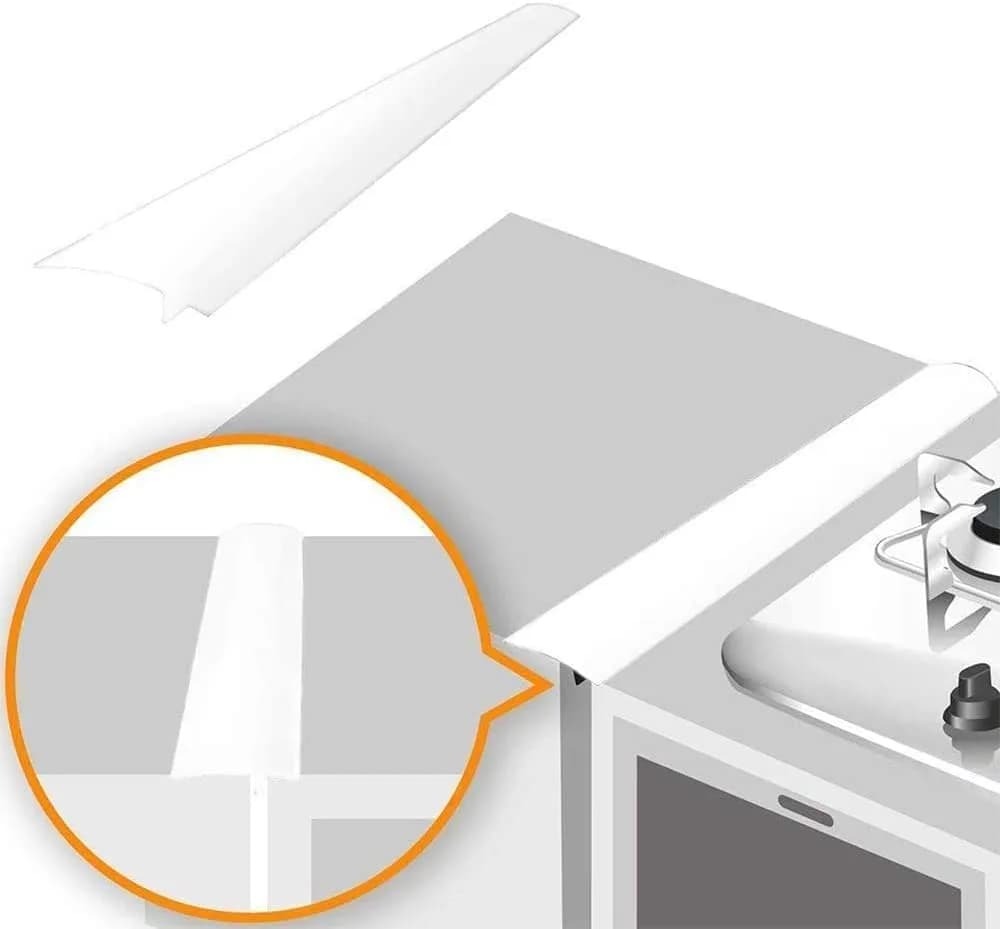 Linda's Essentials Silicone Stove Gap Covers (2-Pack, 63.5cm / 25 Inches, White) | Seals Gaps Between Stovetop and Counter