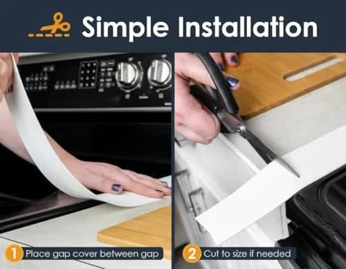 Linda's Essentials Silicone Stove Gap Covers (2-Pack, 63.5cm / 25 Inches, White) | Seals Gaps Between Stovetop and Counter thumbnail 8