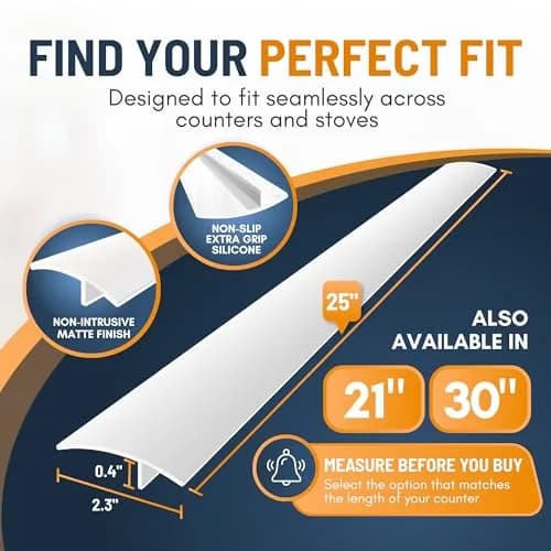 Linda's Essentials Silicone Stove Gap Covers (2-Pack, 63.5cm / 25 Inches, White) | Seals Gaps Between Stovetop and Counter thumbnail 2