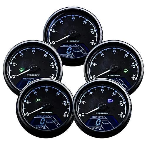 DKMOTORK Digital Gauge Motorcycle Speedometer/Tachometer/Odometer 95mm | Multi-Function Indicator Display thumbnail 2