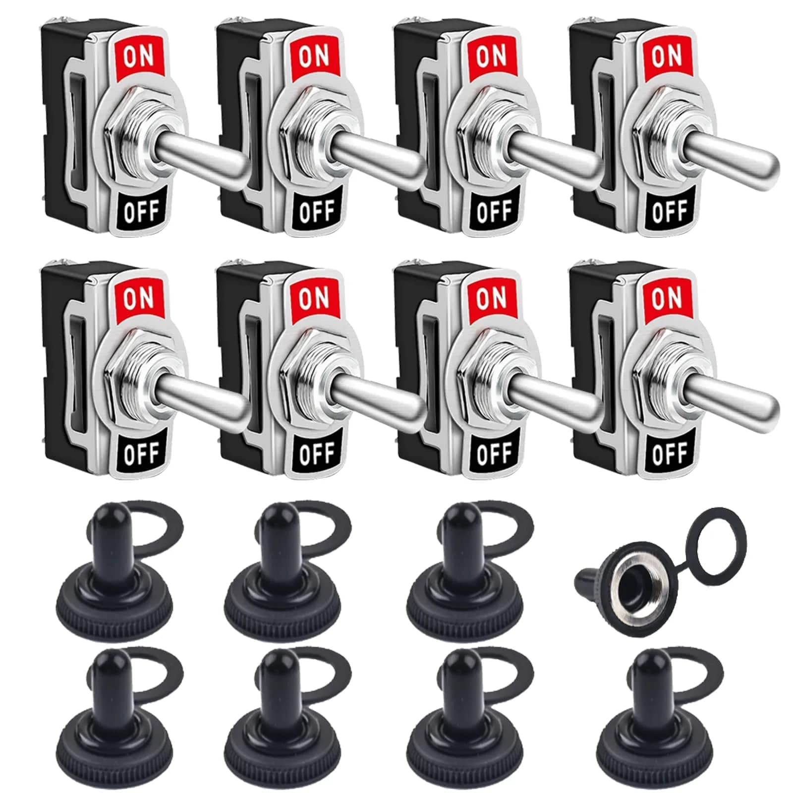 COROTC 125V 8 Pack Toggle Switches | Waterproof 20A Heavy Duty SPST