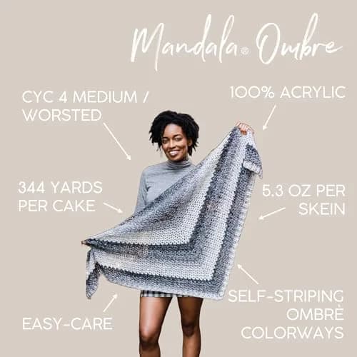Lion Brand Yarn Mandala Ombré Yarn Tranquil Rainbow Multicolor 315m (344 yd) | Worsted Weight Acrylic for Crochet & Knitting thumbnail 4