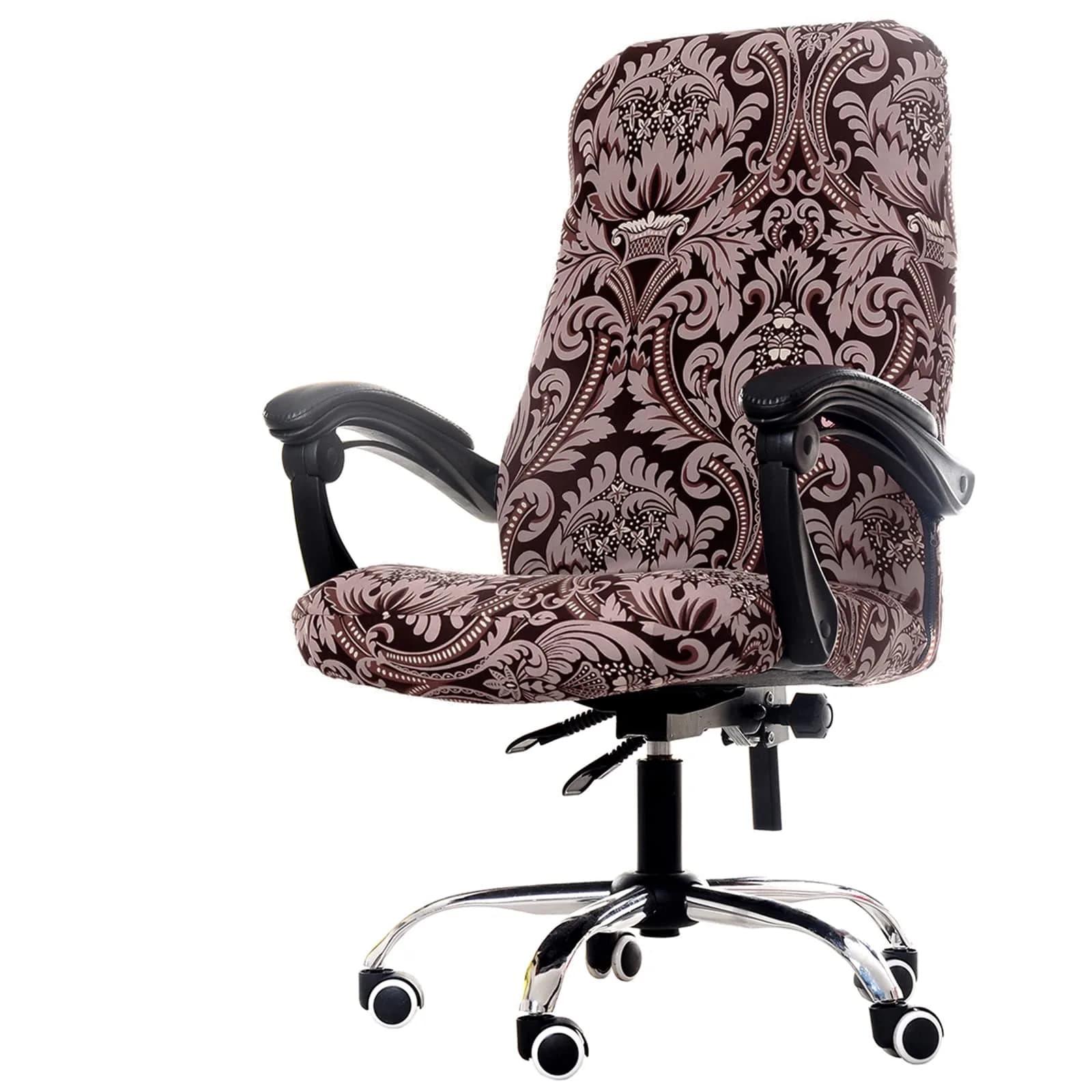 WOMACO Office Chair Cover Large | Stretch Floral Protector for High Back Desk Chair — A1 / Medium
