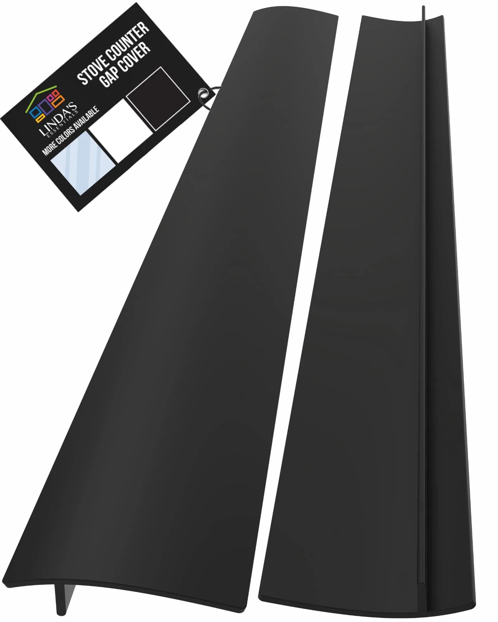 Linda's Essentials Silicone Stove Gap Covers (2-Pack, 63.5cm / 25 Inches, White) | Seals Gaps Between Stovetop and Counter — Black / 25 Inches
