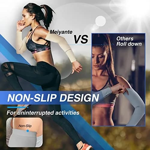 Meiyante Black Arm Sleeves with Thumb Holes & Palm Coverage | UPF 50+ Sun Protection for Men & Women thumbnail 2