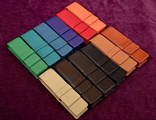 DiLoro Leather Double Pen Case Holder for 2 Pens Pencils Violet | Premium Full Grain Leather thumbnail 9