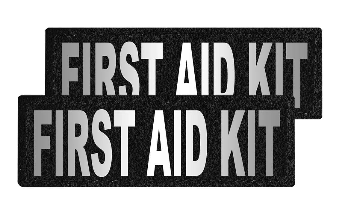 Dogline First Aid Kit Removable Patches, Small/Medium | Set of 2 Reflective Velcro Patches for Pet Harnesses — Size A (1" x 2.75")