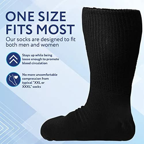 IMPRESA Extra Wide Cast Socks for Men & Women - 2 Pairs Black Ankle Socks - Stretches to 30" for Swollen Feet thumbnail 4