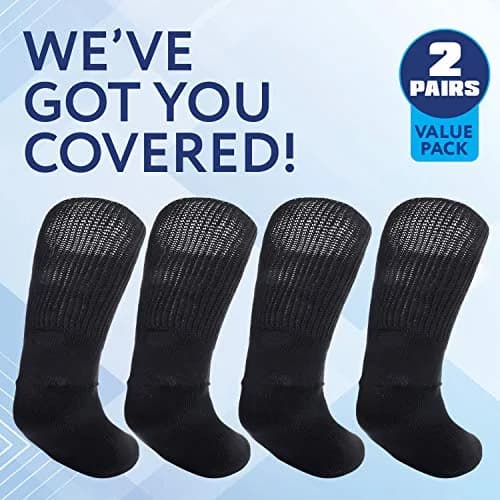 IMPRESA Extra Wide Cast Socks for Men & Women - 2 Pairs Black Ankle Socks - Stretches to 30" for Swollen Feet thumbnail 7