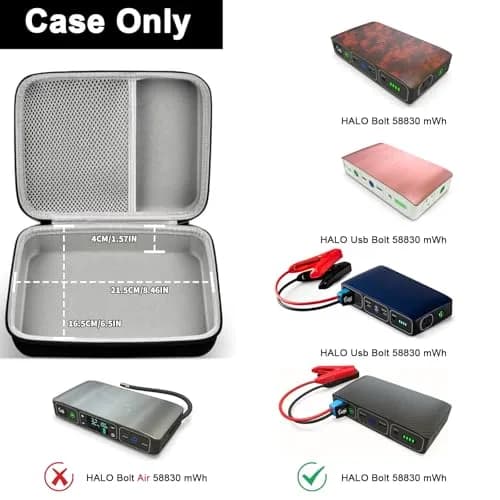 GWCASE Hard EVA Case for Halo Bolt 58830/44400/57720 Jump Starters | Portable Organizer with Mesh Pocket thumbnail 2